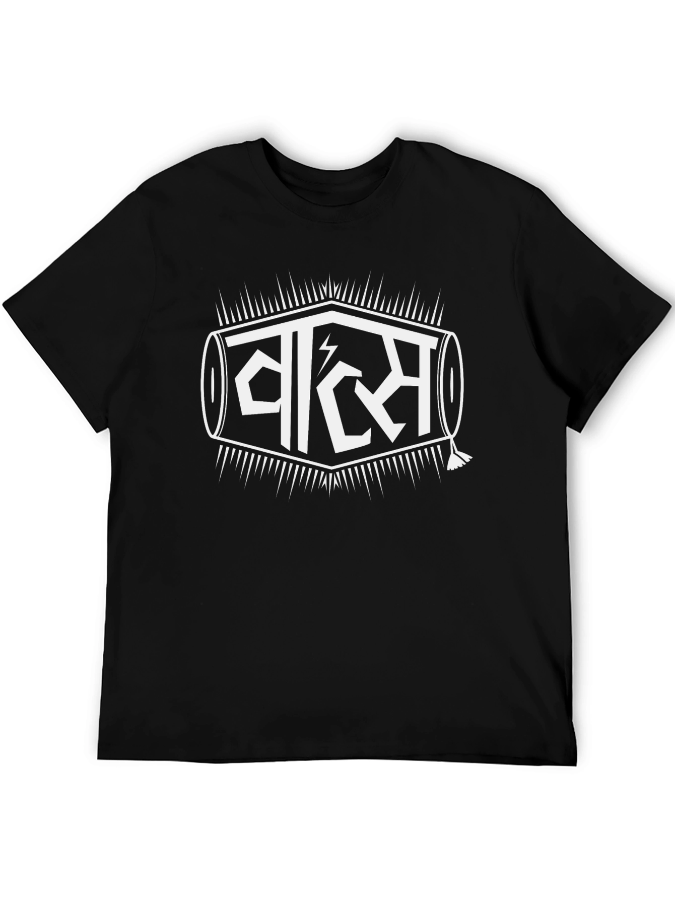 Black T-Shirt with White Graphic Design