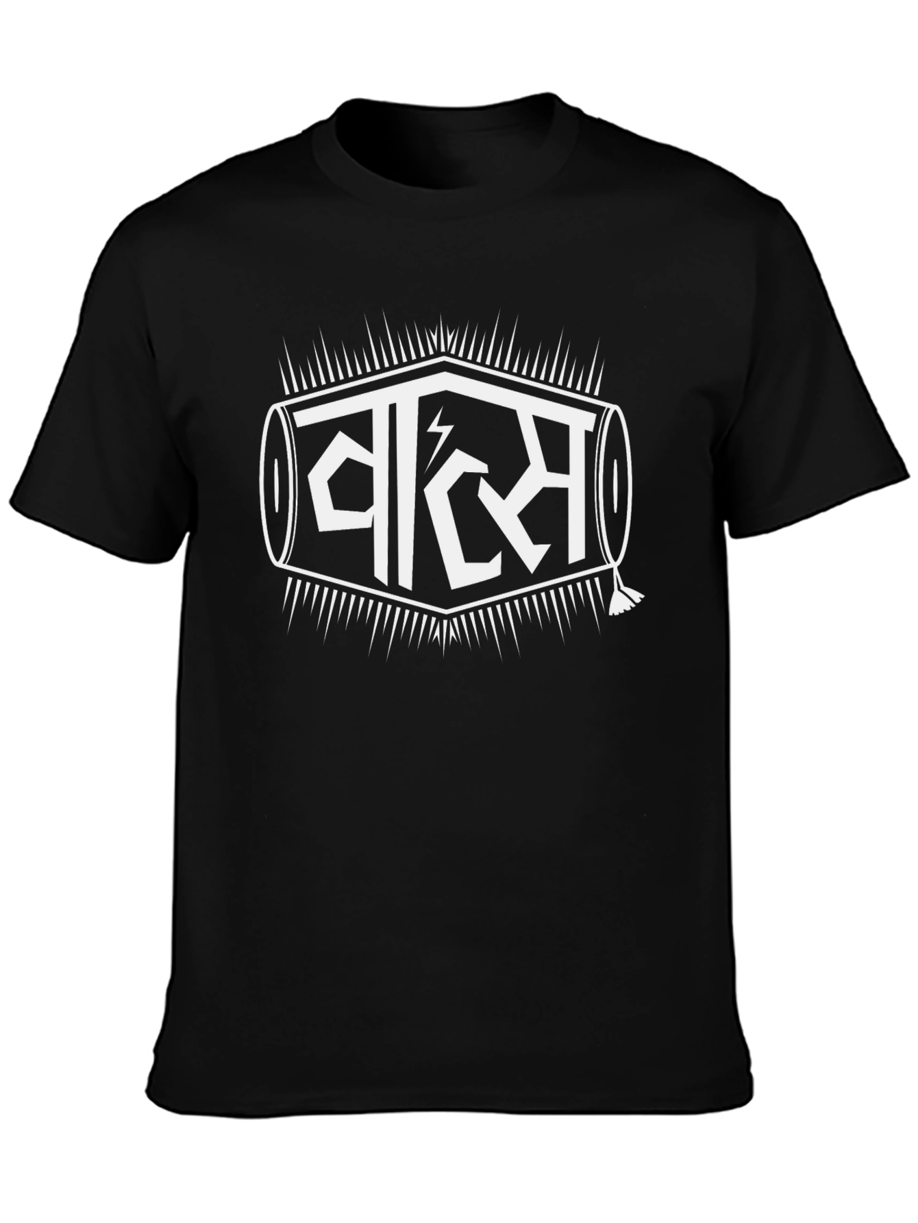 Black T-Shirt with White Graphic Design