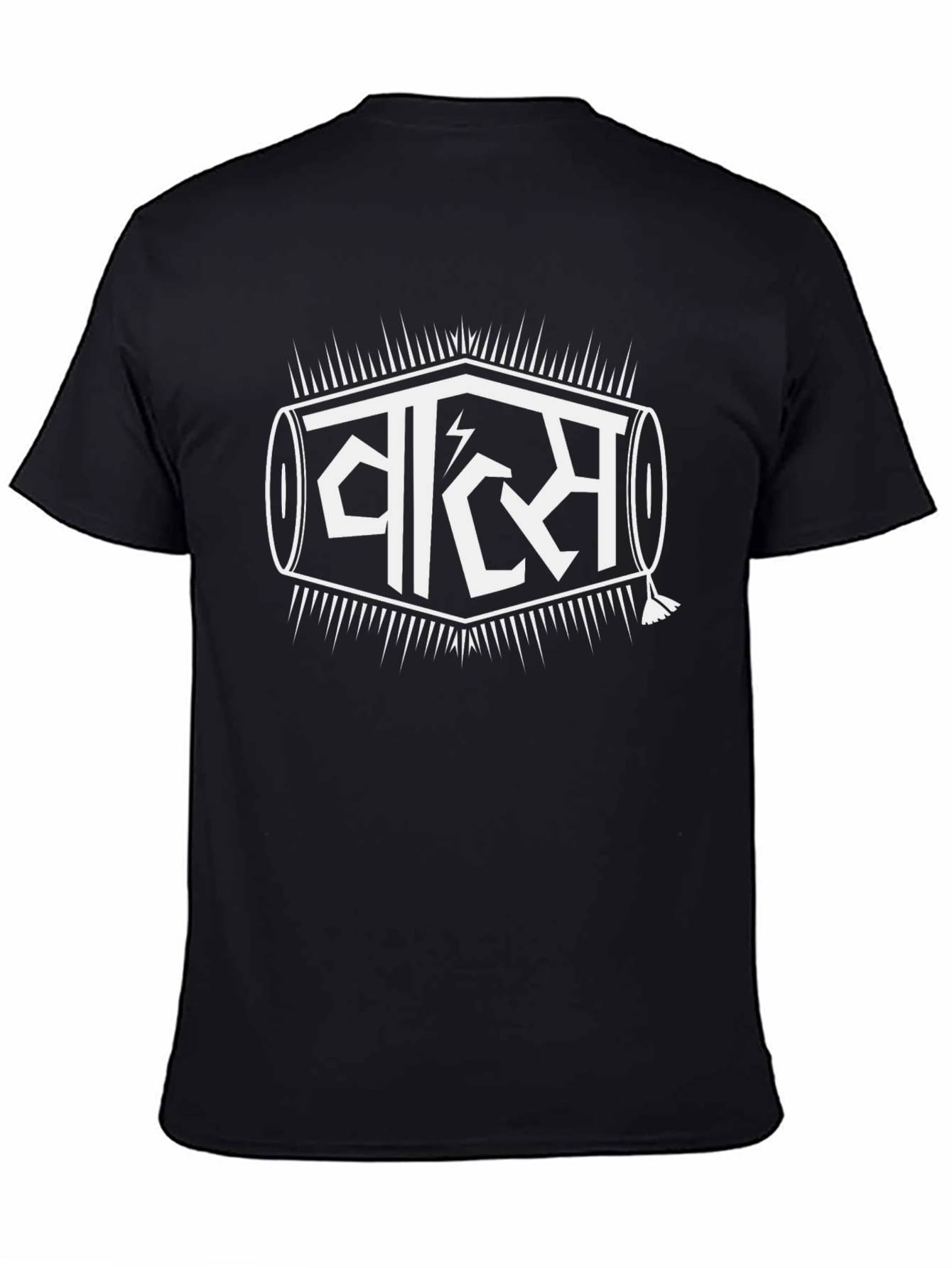 Black T-Shirt with White Graphic Design