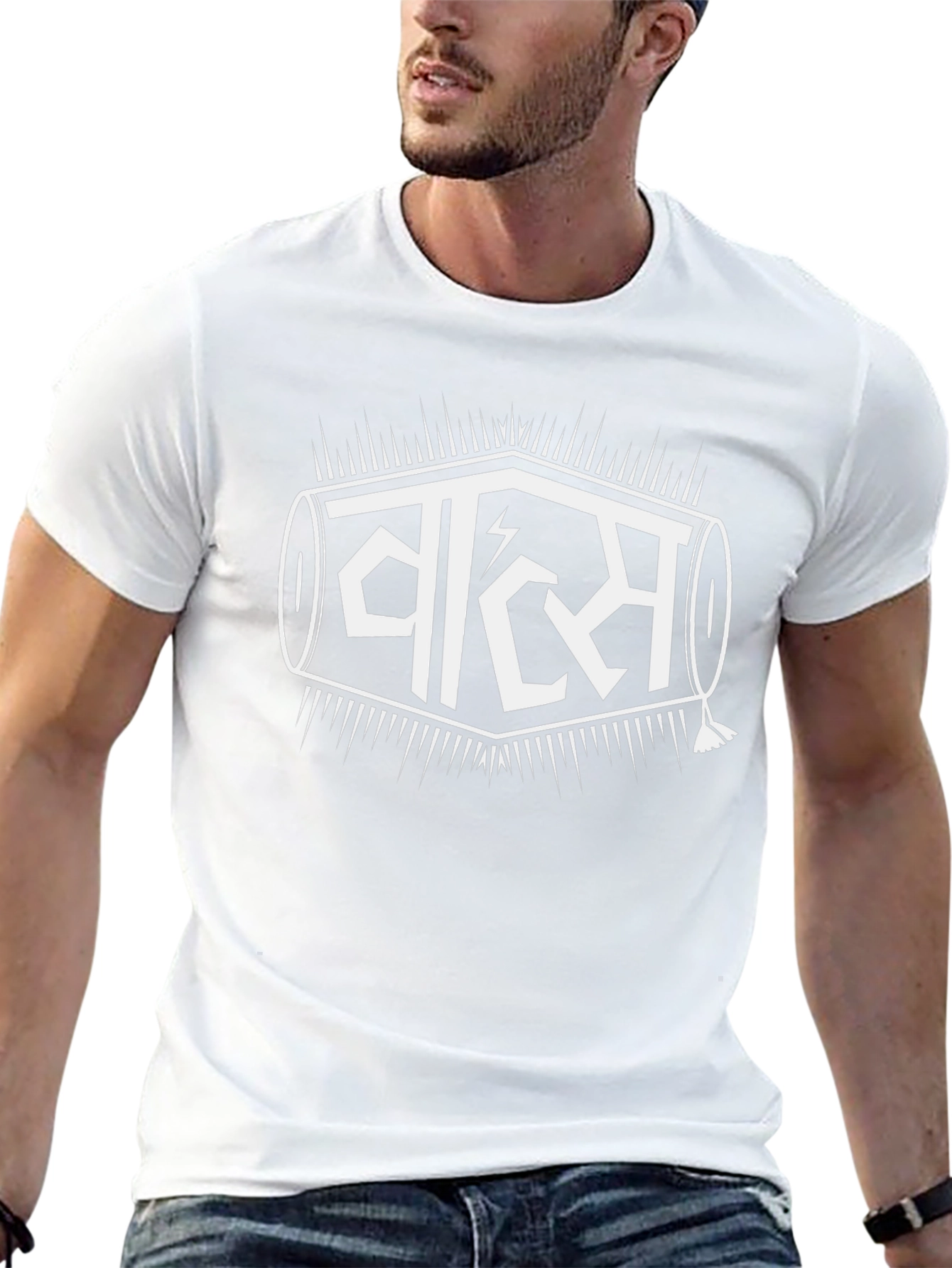 Black T-Shirt with White Graphic Design