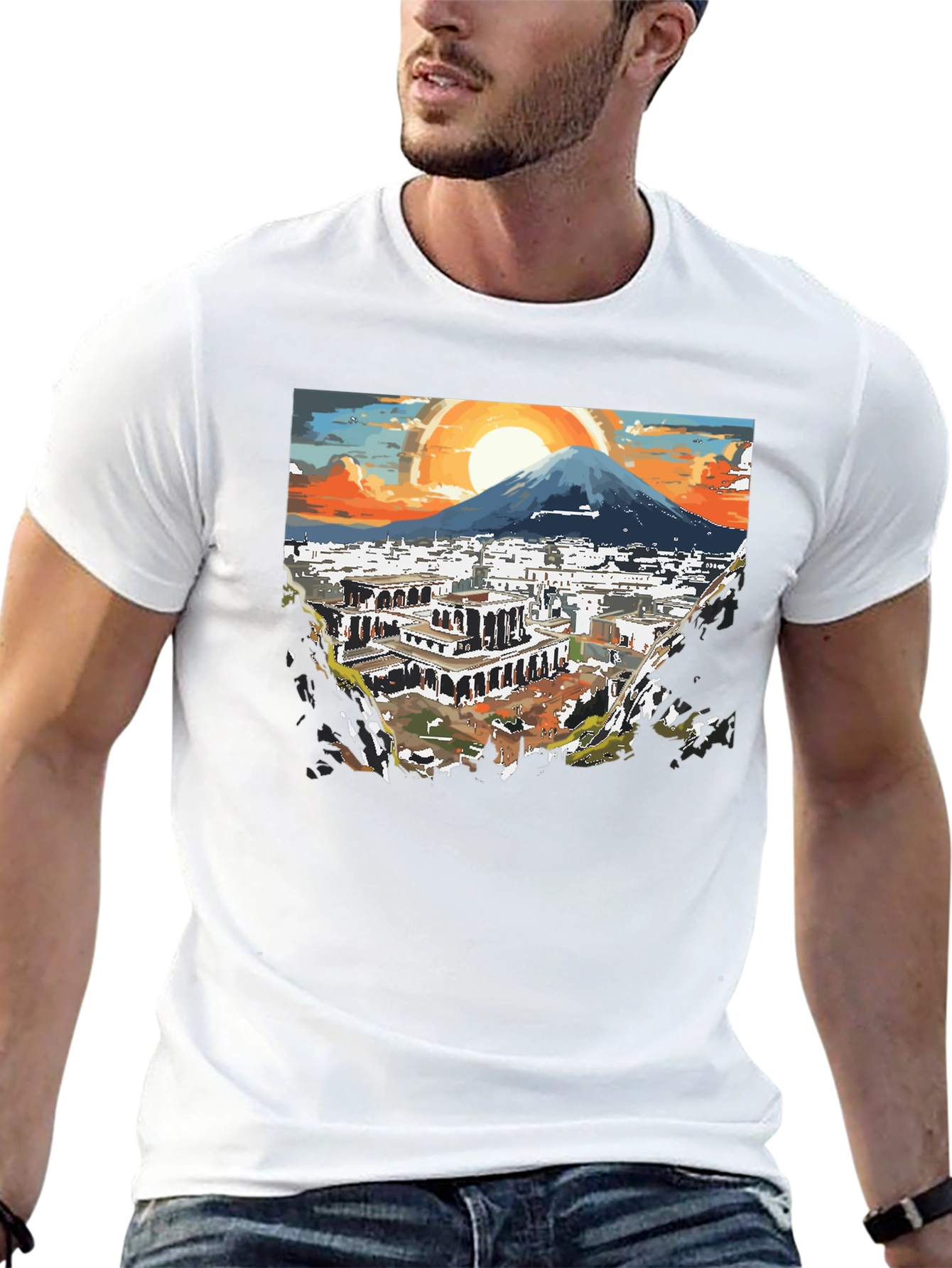 Scenic City View Graphic Tee - Black