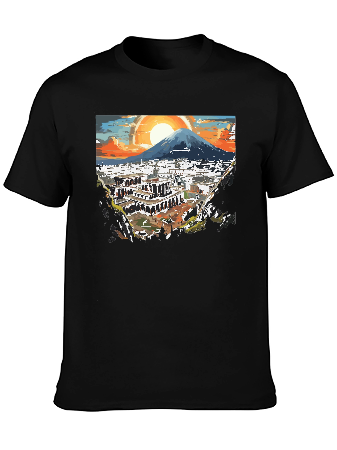 Scenic City View Graphic Tee - Black