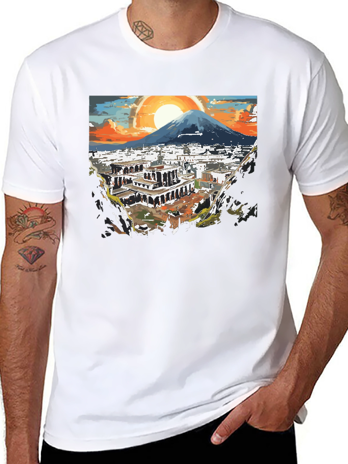 Scenic City View Graphic Tee - Black