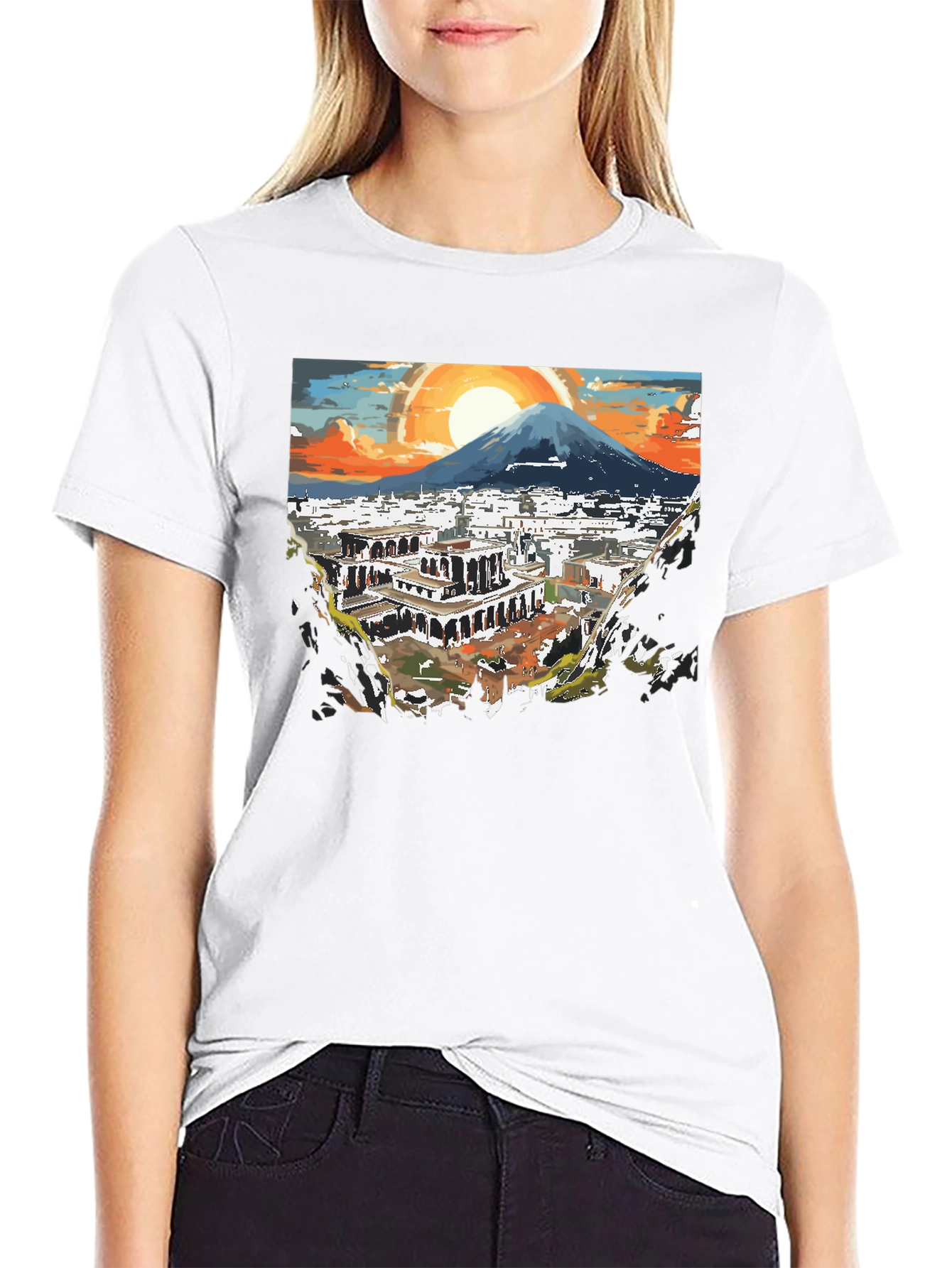 Scenic City View Graphic Tee - Black