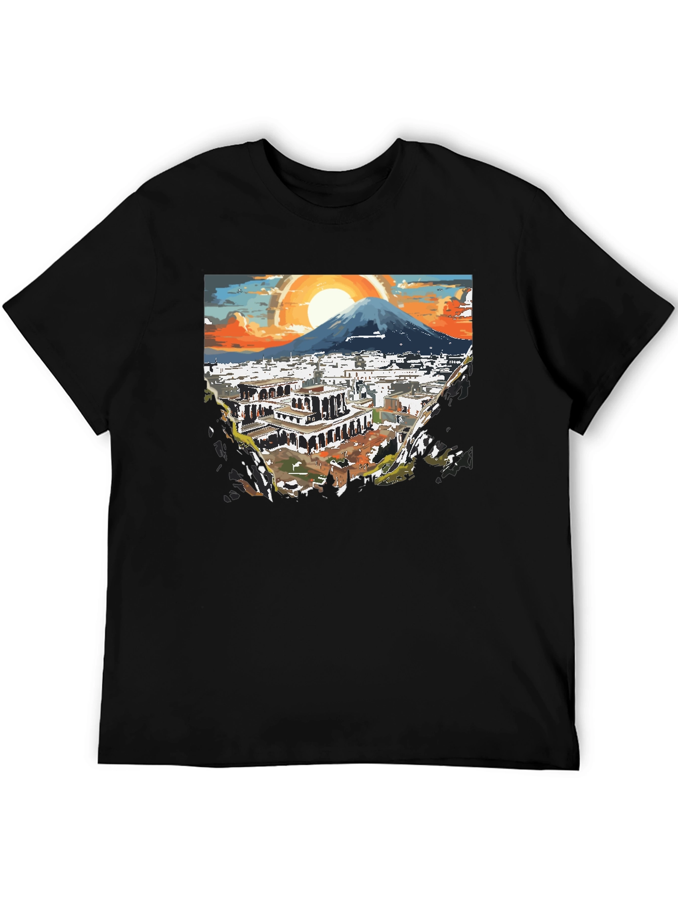 Scenic City View Graphic Tee - Black