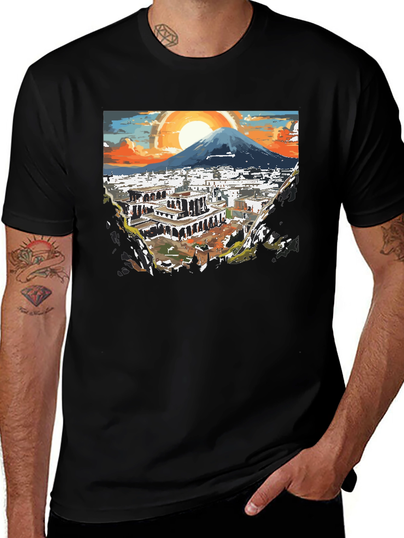 Scenic City View Graphic Tee - Black