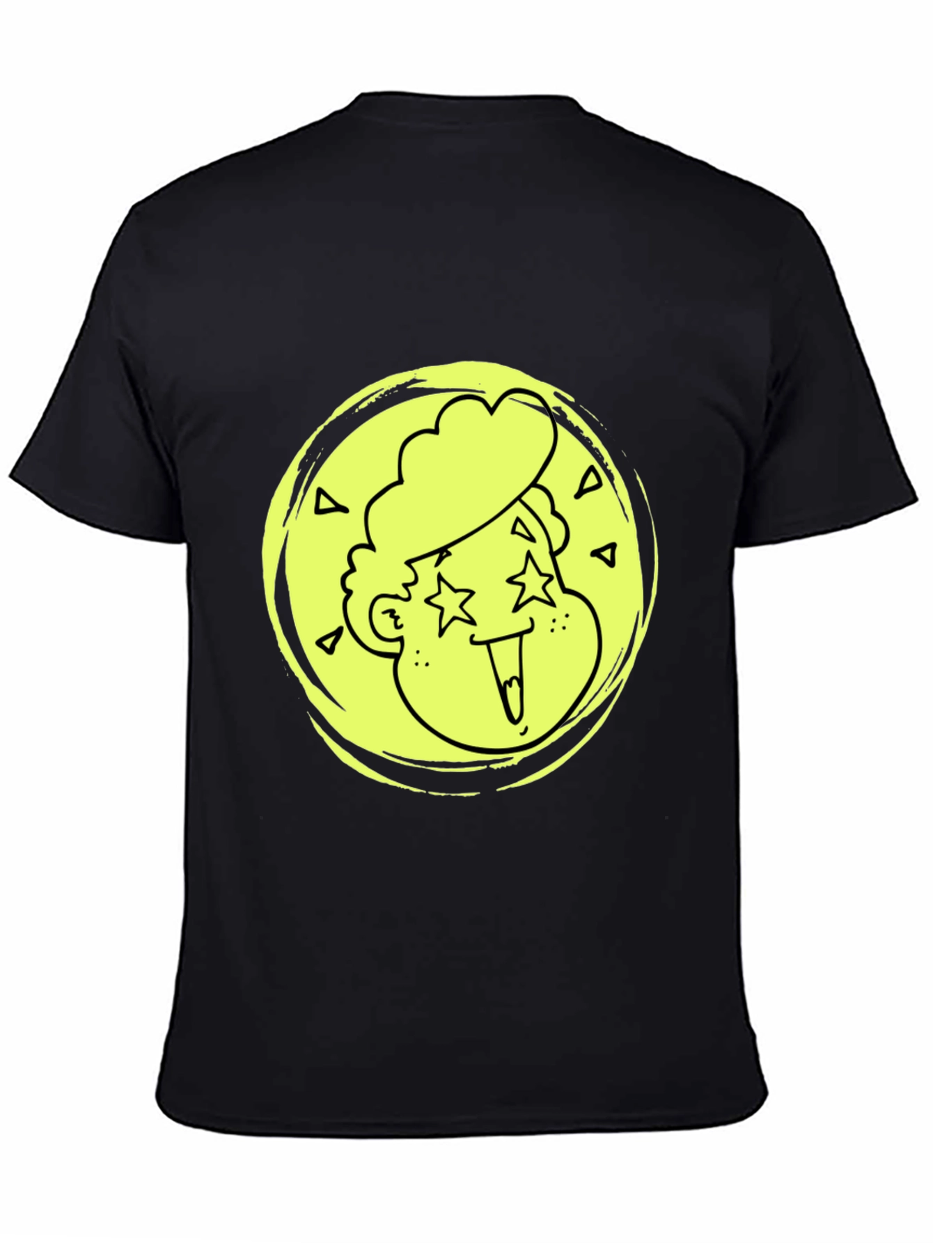 Cool Cartoon Face Graphic Black T-Shirt