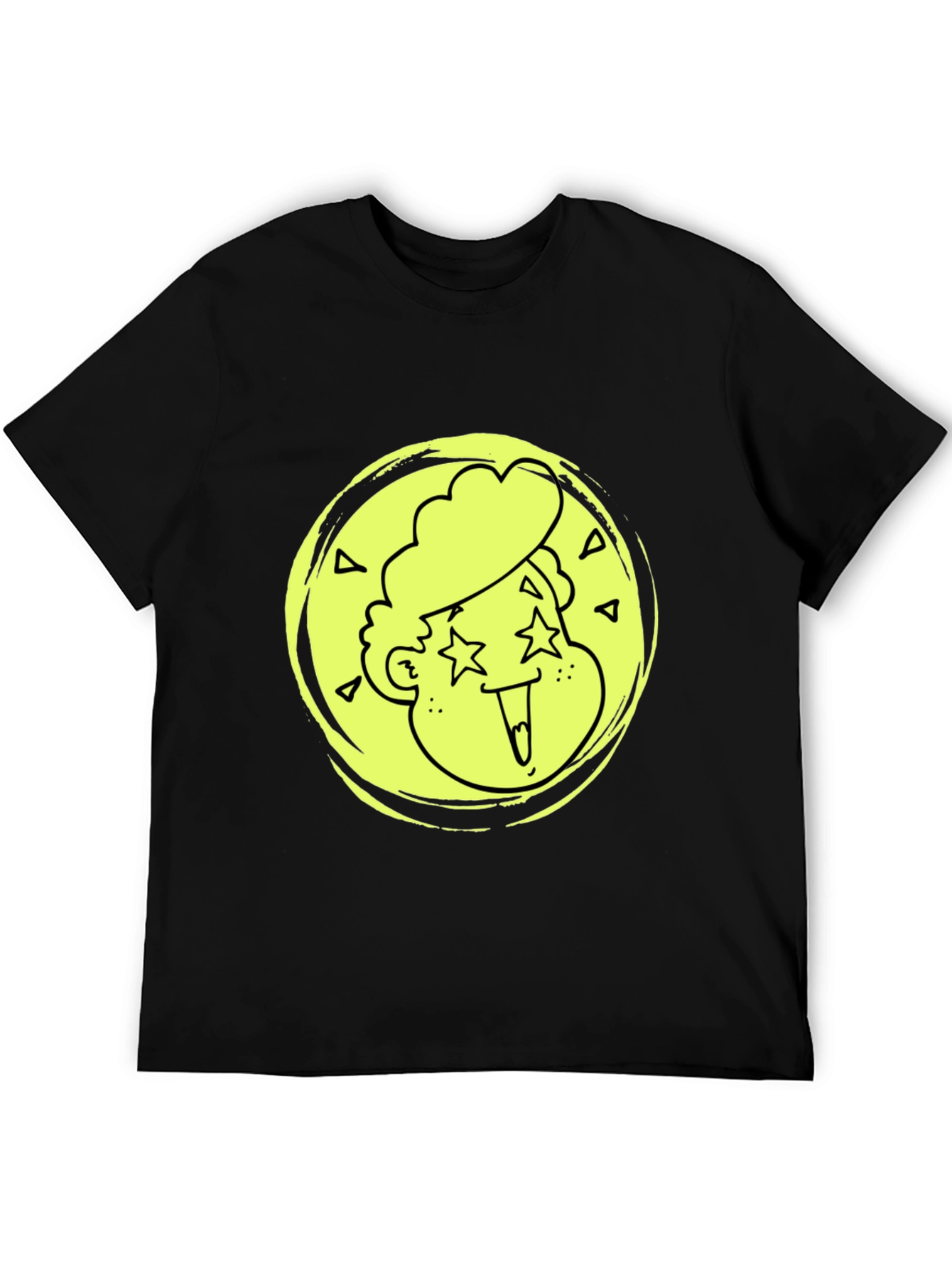 Cool Cartoon Face Graphic Black T-Shirt