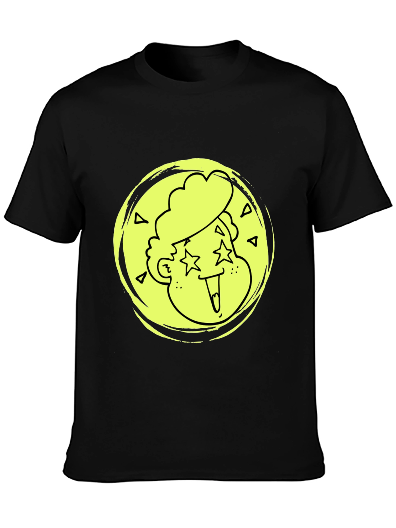Cool Cartoon Face Graphic Black T-Shirt