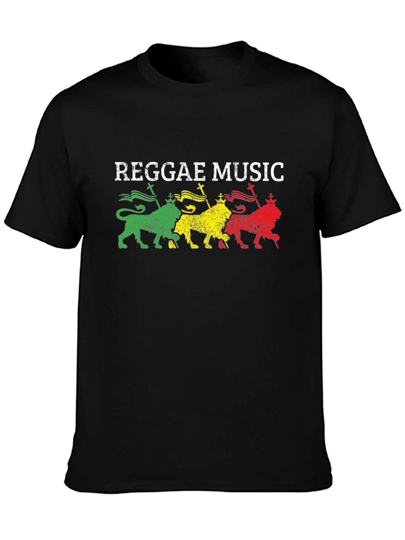 Reggae Music Graphic T-Shirt - Rastafarian Lion Design
