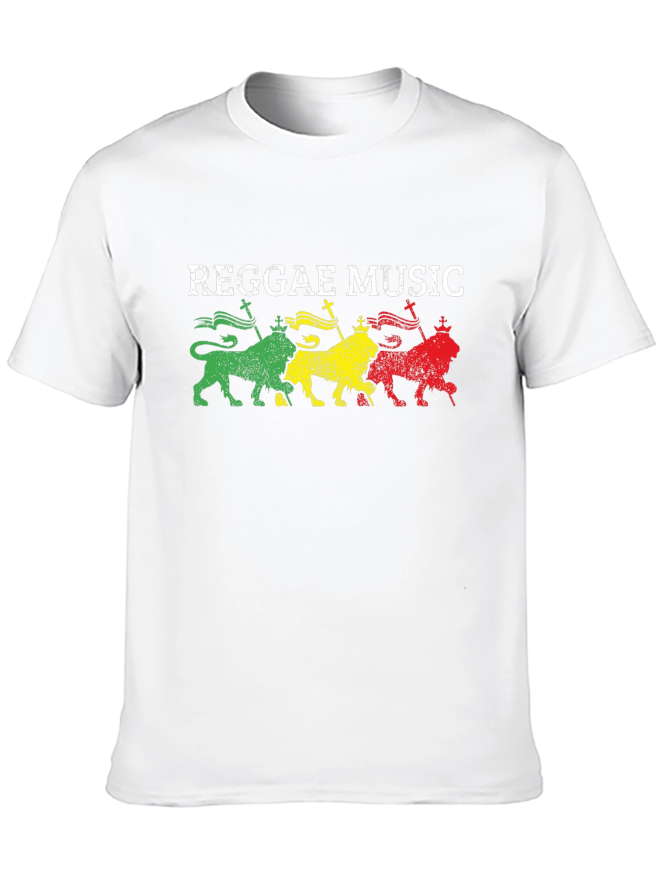 Reggae Music Graphic T-Shirt - Rastafarian Lion Design