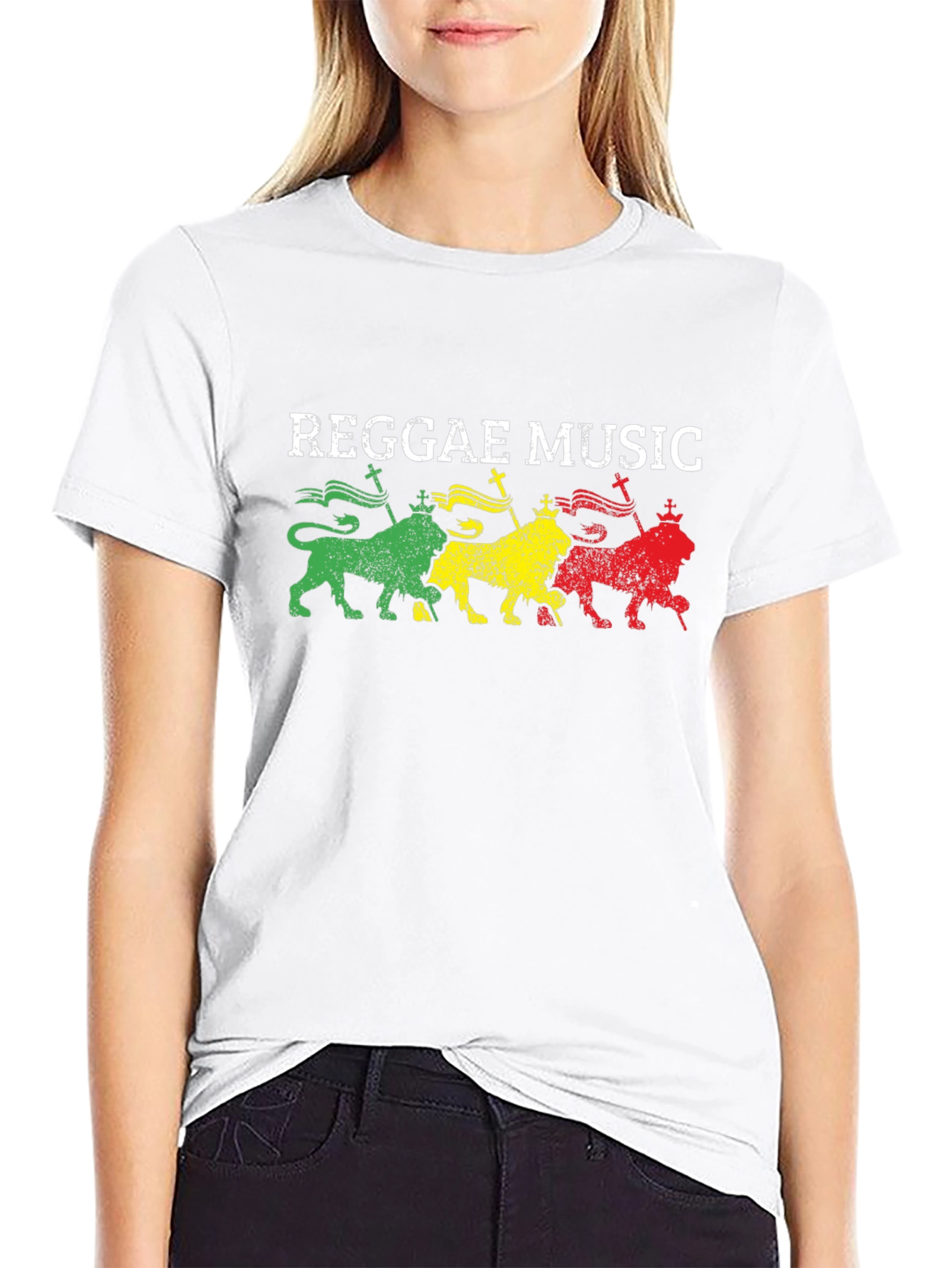 Reggae Music Graphic T-Shirt - Rastafarian Lion Design