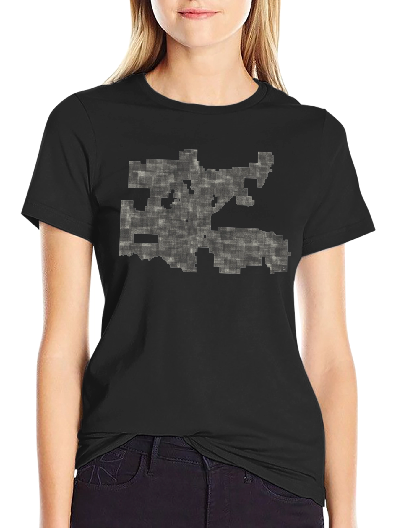 Pixelated Maze Black T-Shirt