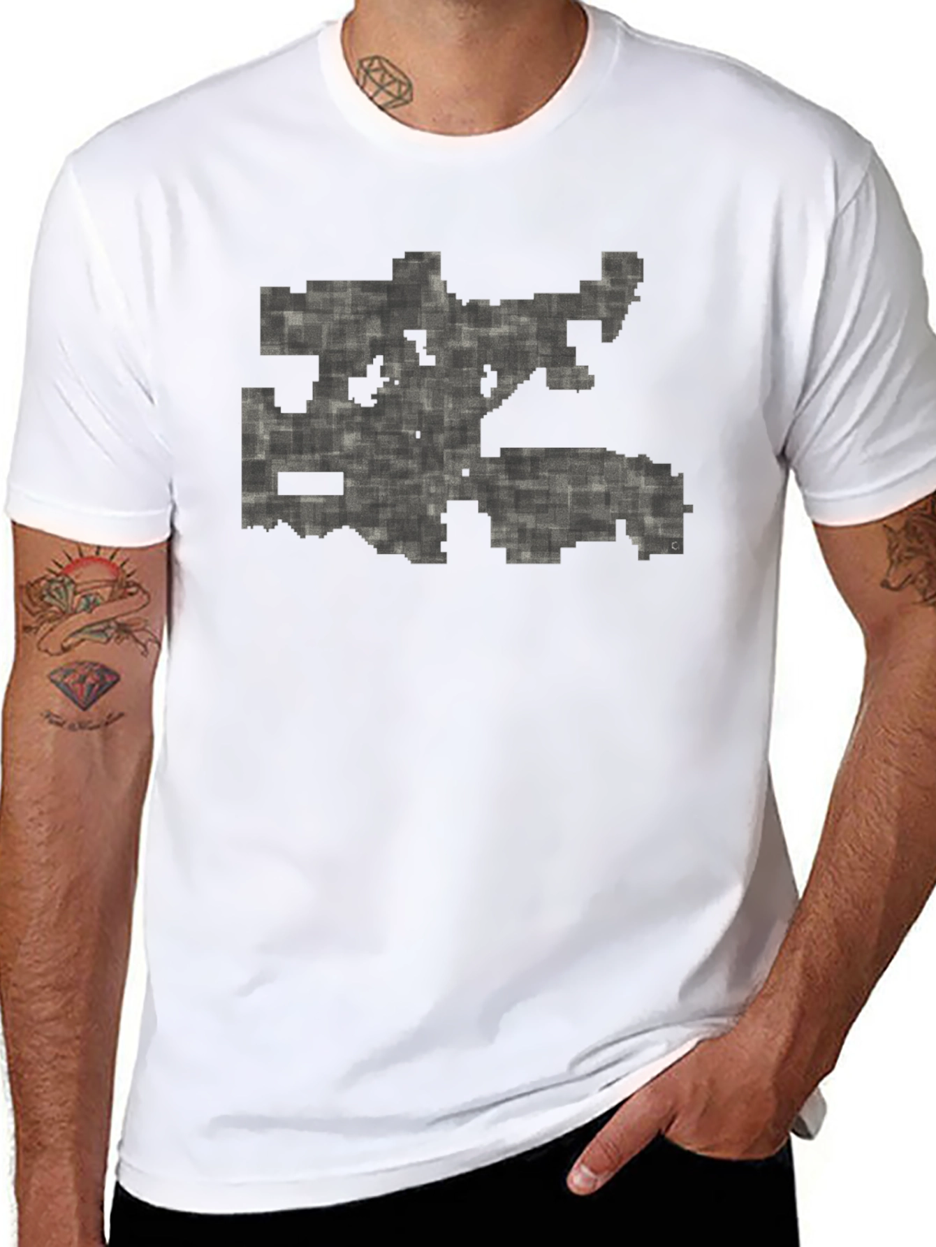 Pixelated Maze Black T-Shirt