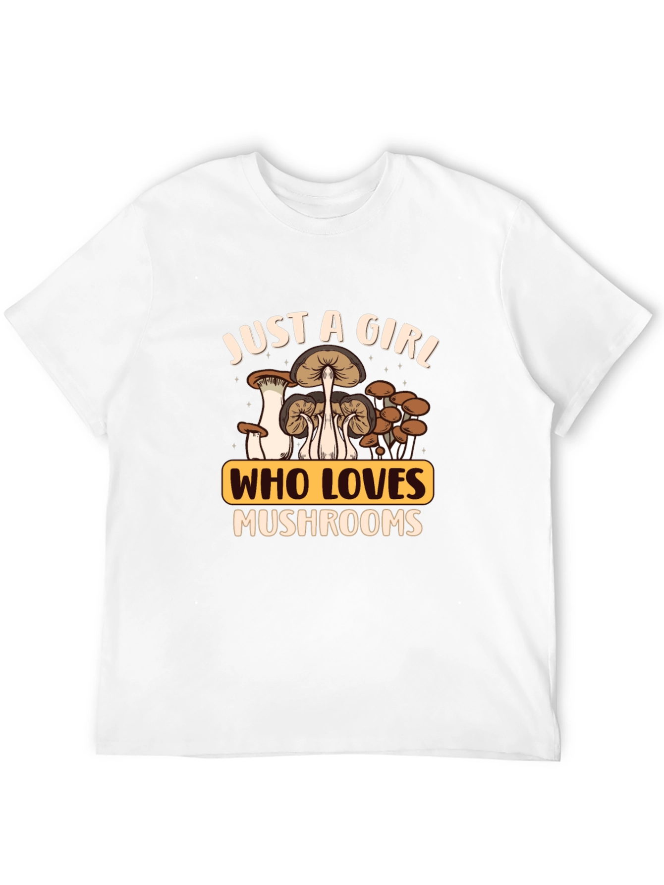 Just A Girl Who Loves Mushrooms Black T-Shirt