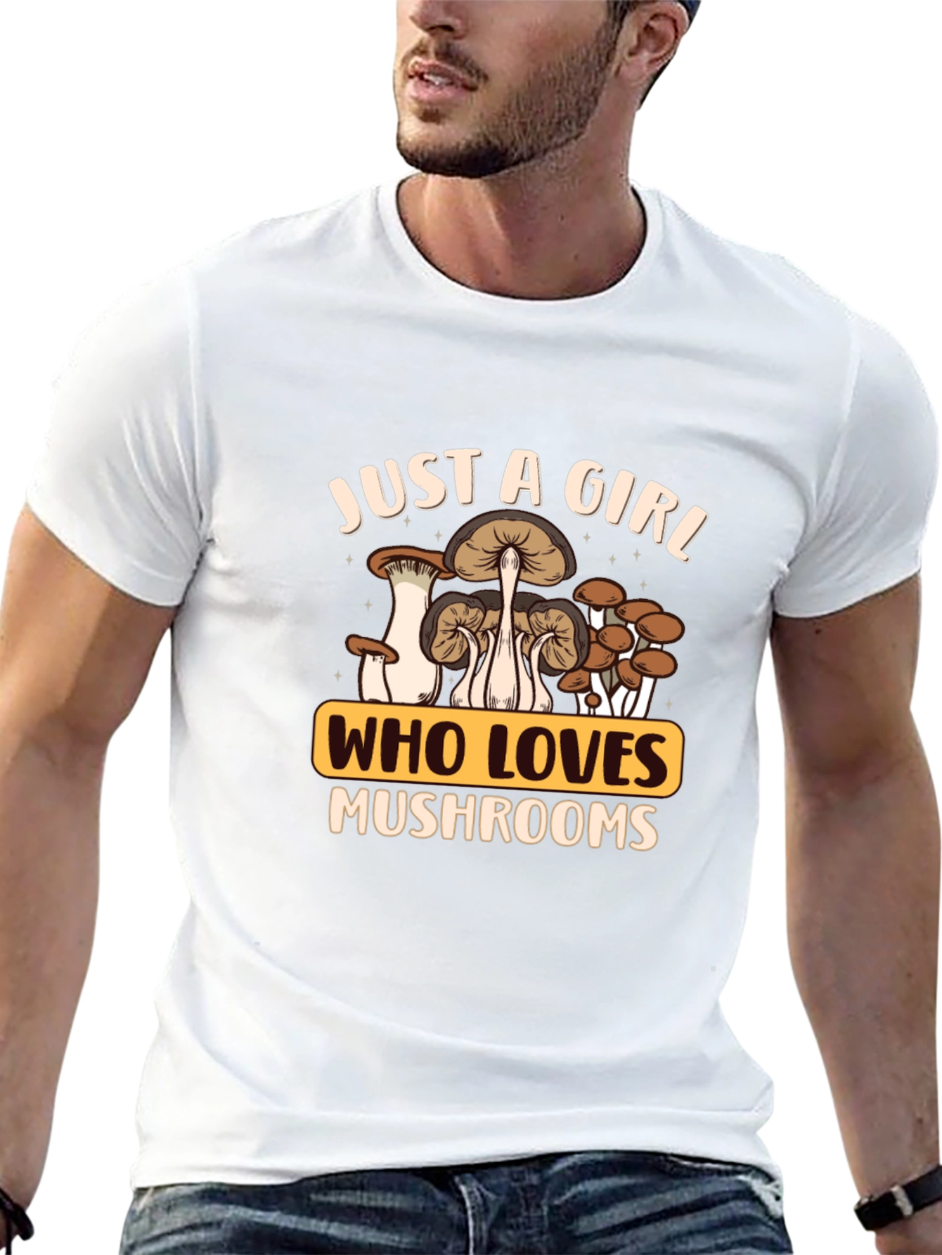 Just A Girl Who Loves Mushrooms Black T-Shirt