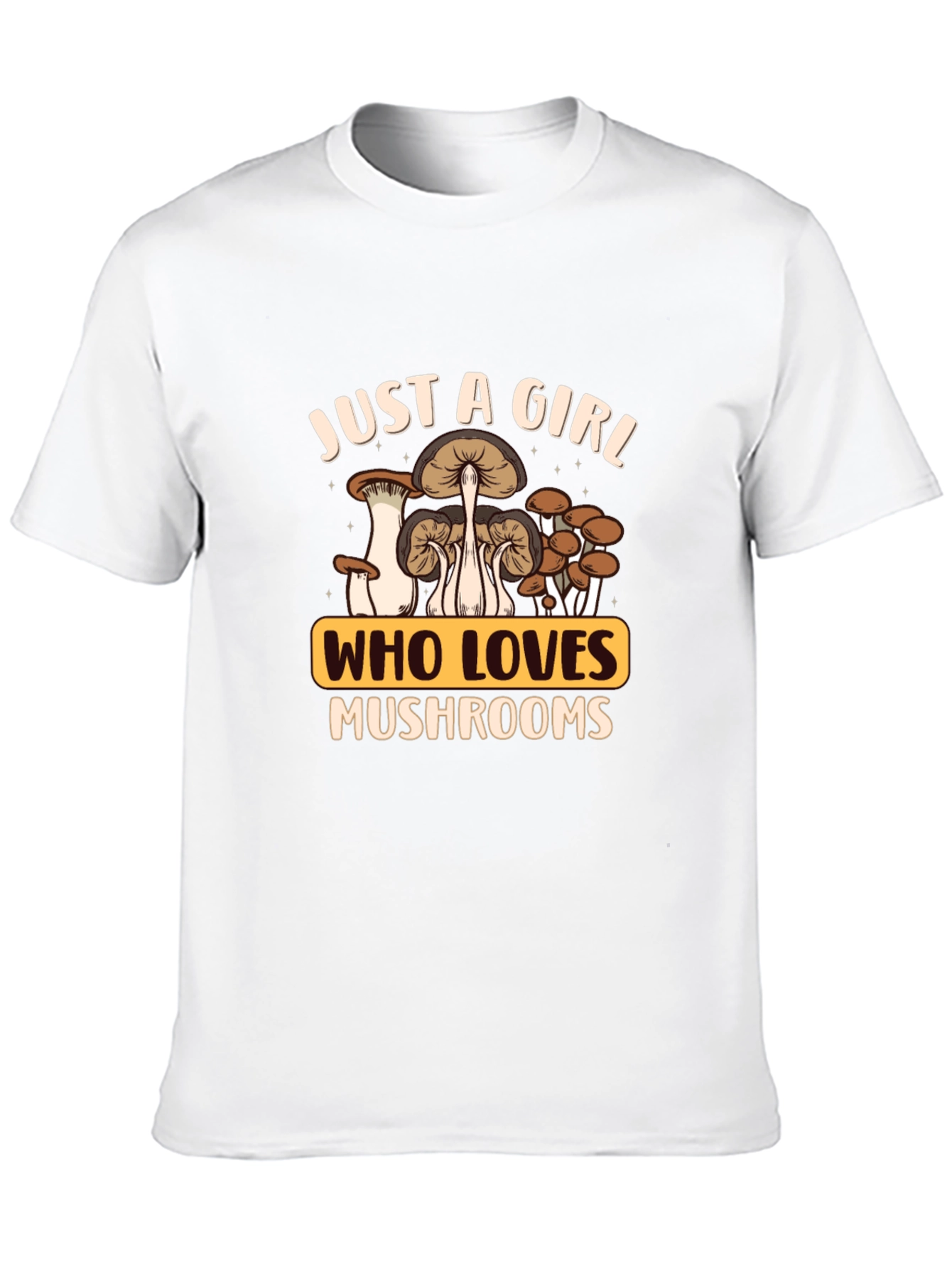 Just A Girl Who Loves Mushrooms Black T-Shirt