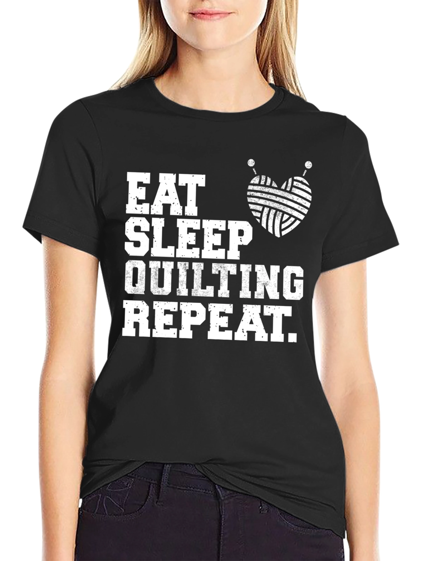 Eat Sleep Quilting Repeat T-Shirt Soft Cotton Tee
