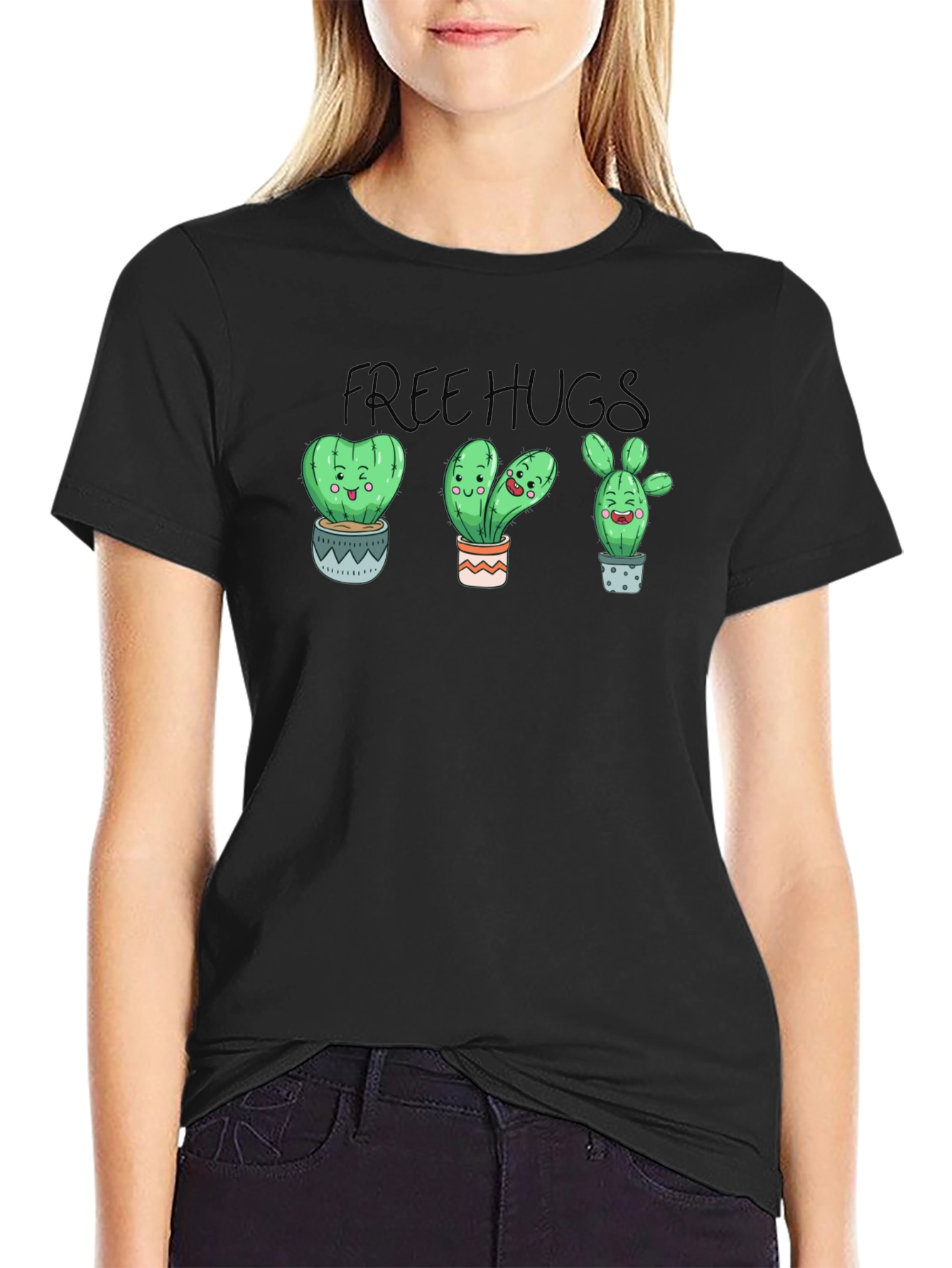 Free Hugs Cactus Graphic T-Shirt