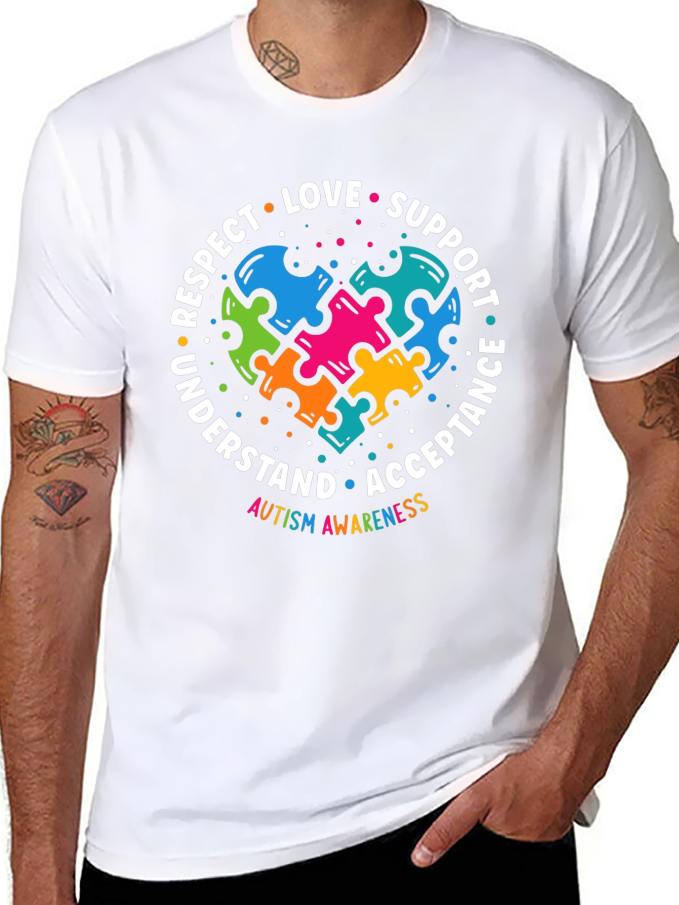Autism Awareness Puzzle Heart Graphic T-Shirt