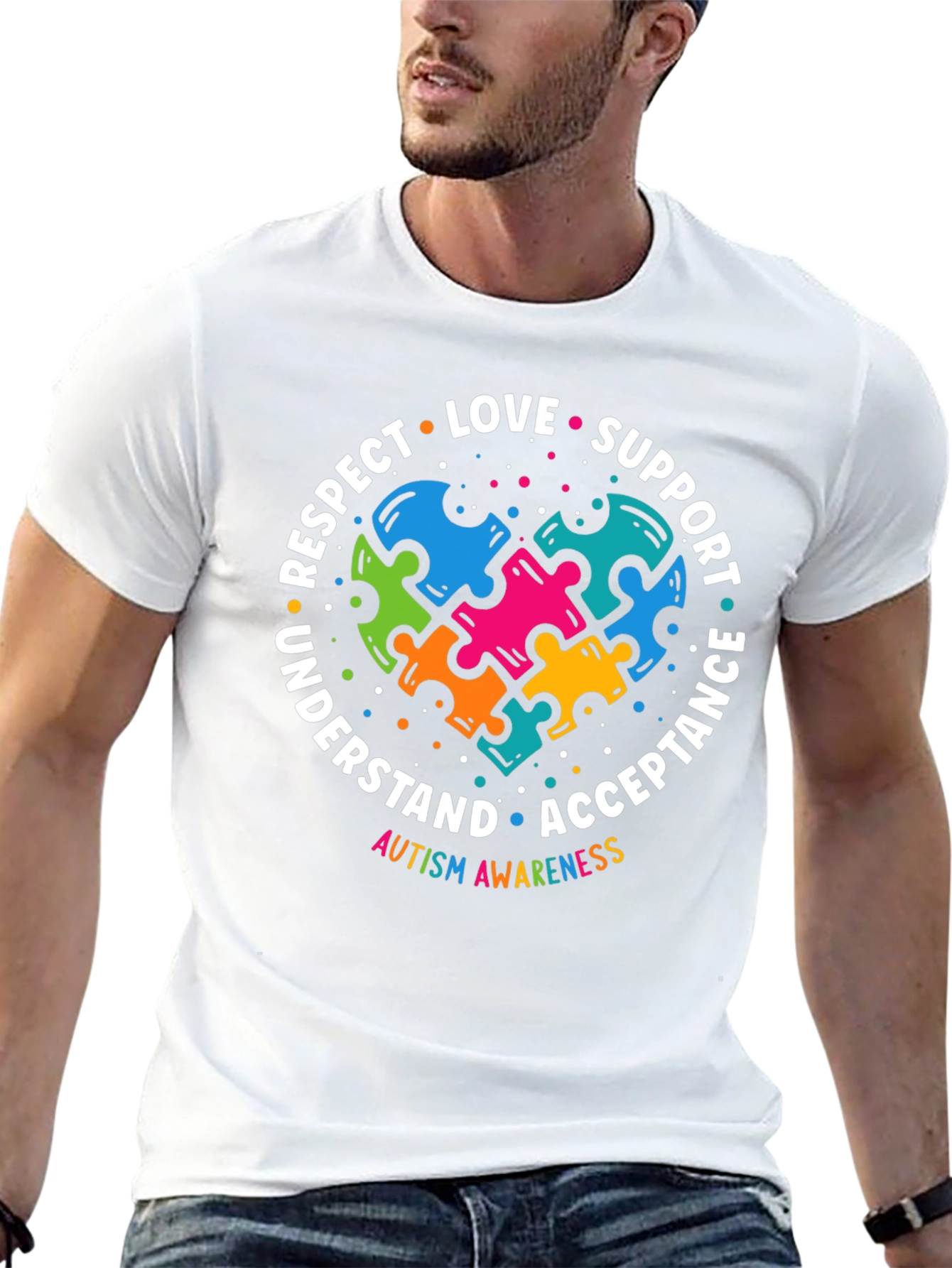 Autism Awareness Puzzle Heart Graphic T-Shirt