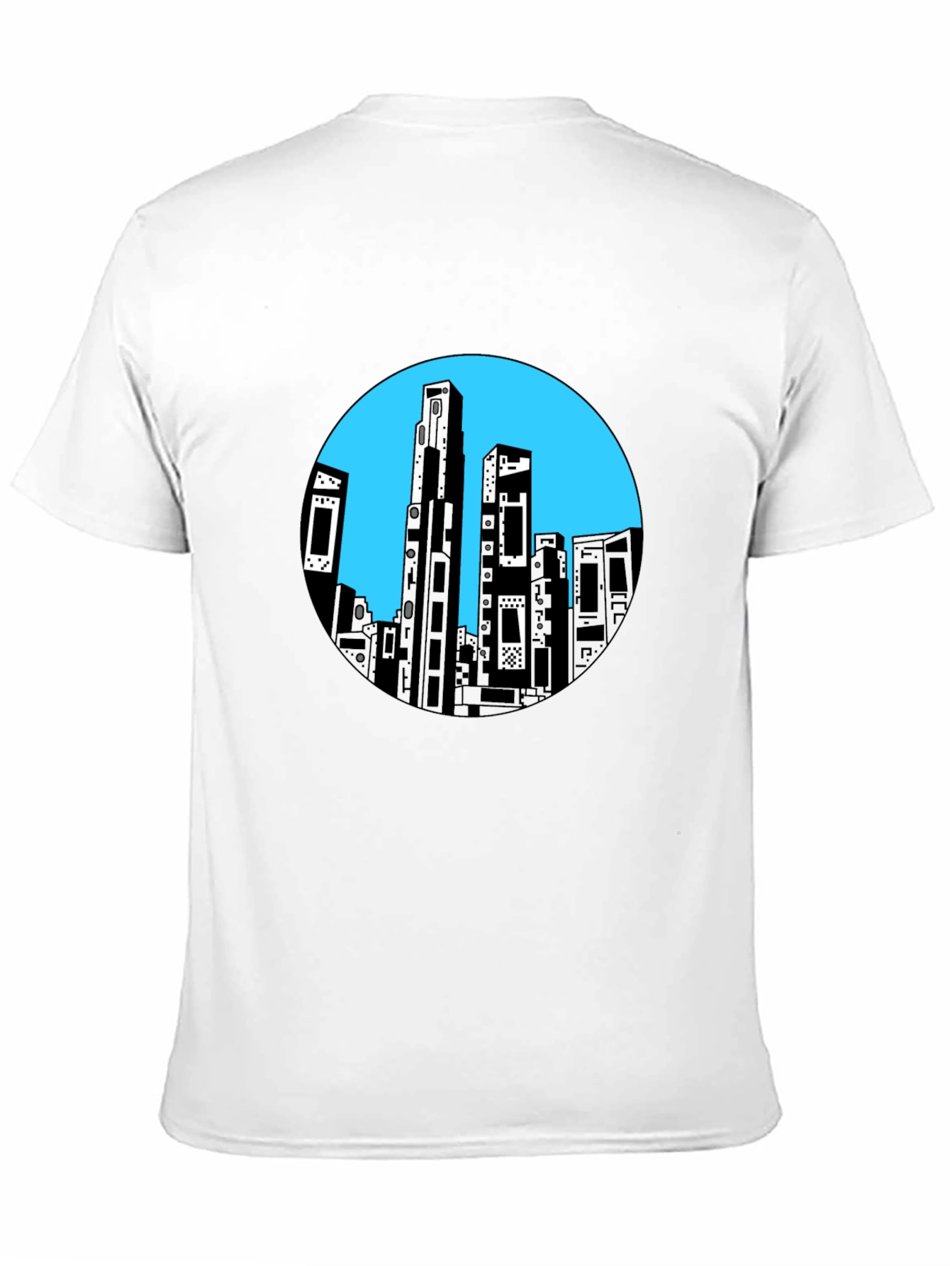 Abstract Cityscape Graphic Tee - Black Cotton Blend