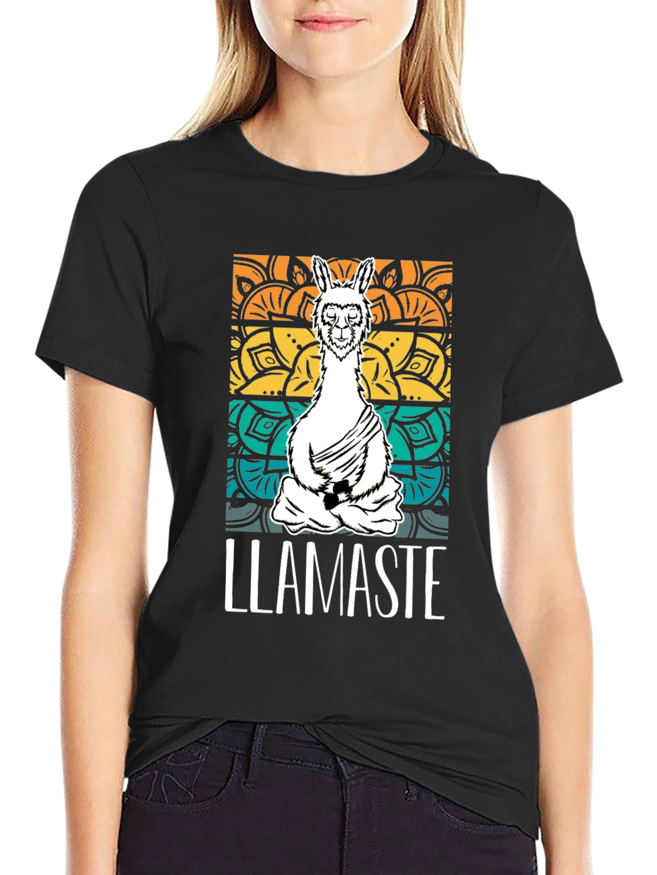 Llamaste Mens Black Graphic T-Shirt