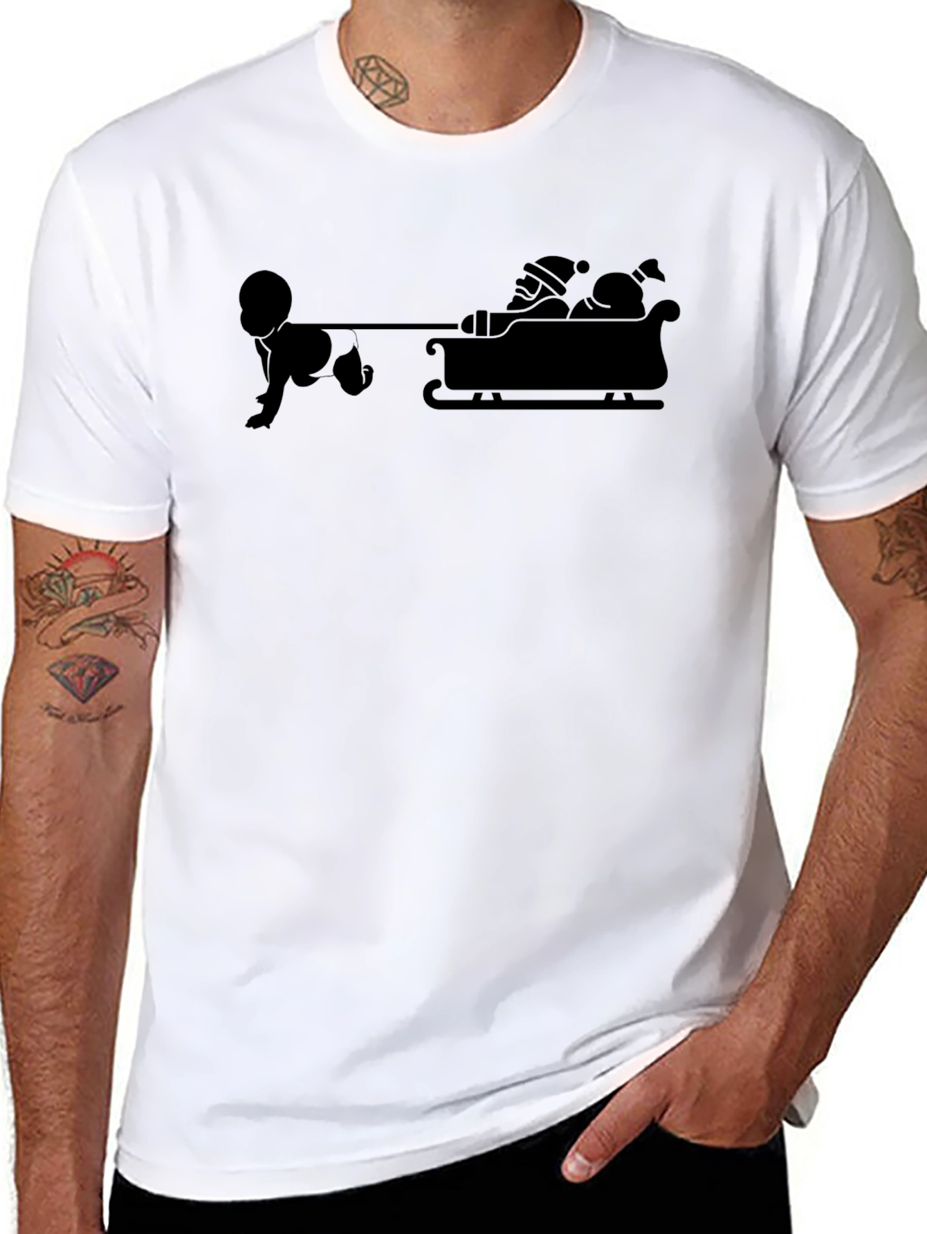 Baby Pulling Santas Sleigh T-Shirt