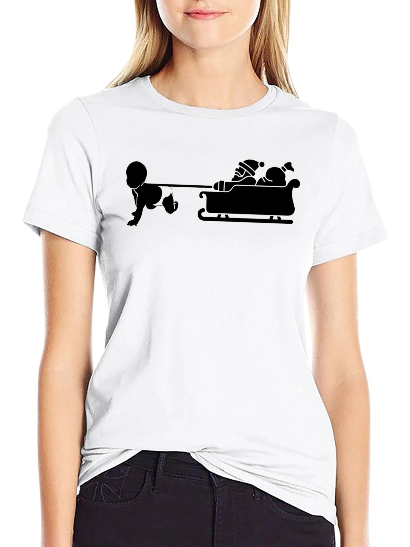 Baby Pulling Santas Sleigh T-Shirt