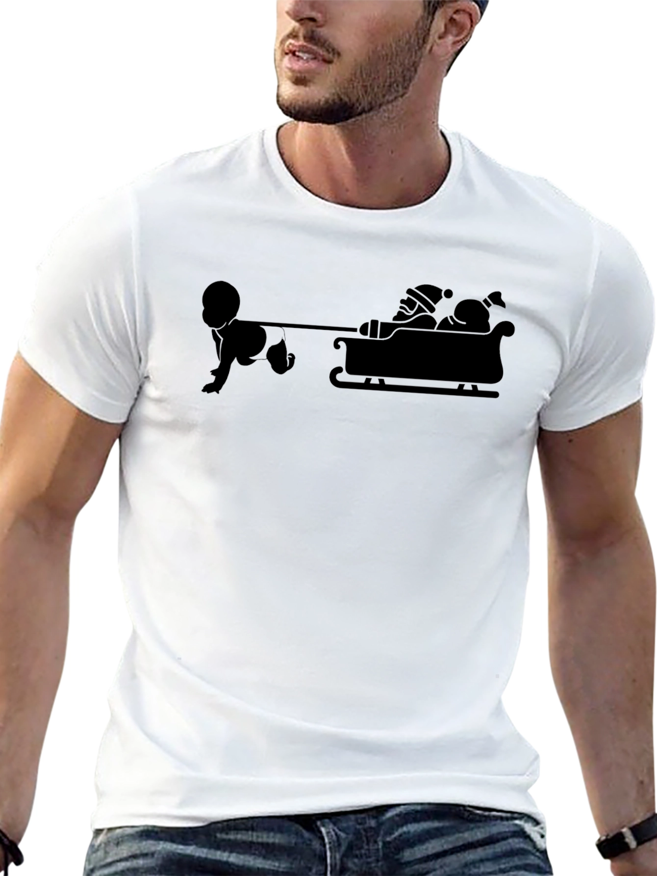 Baby Pulling Santas Sleigh T-Shirt
