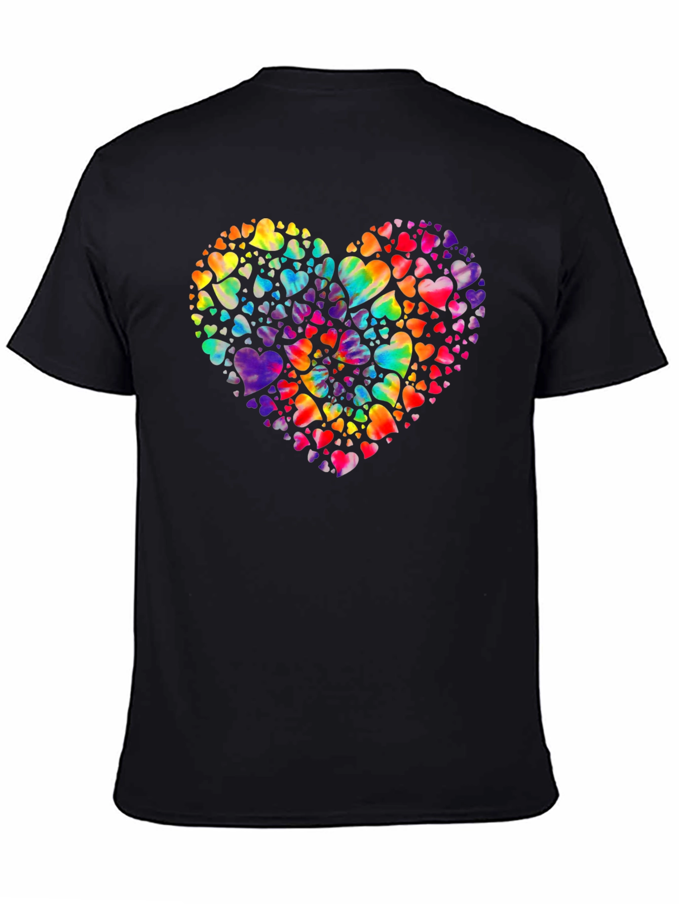 Heartful Rainbow Hearts Black T-Shirt