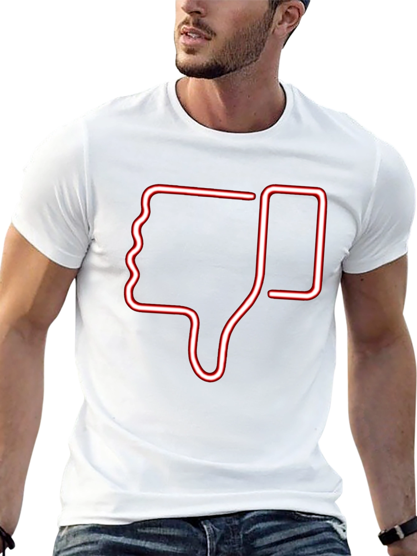 Neon Thumbs Down Graphic Tee - Black