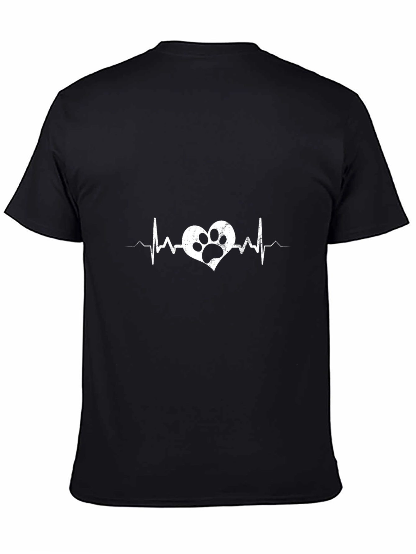 Heartbeat Paw Print Black T-Shirt