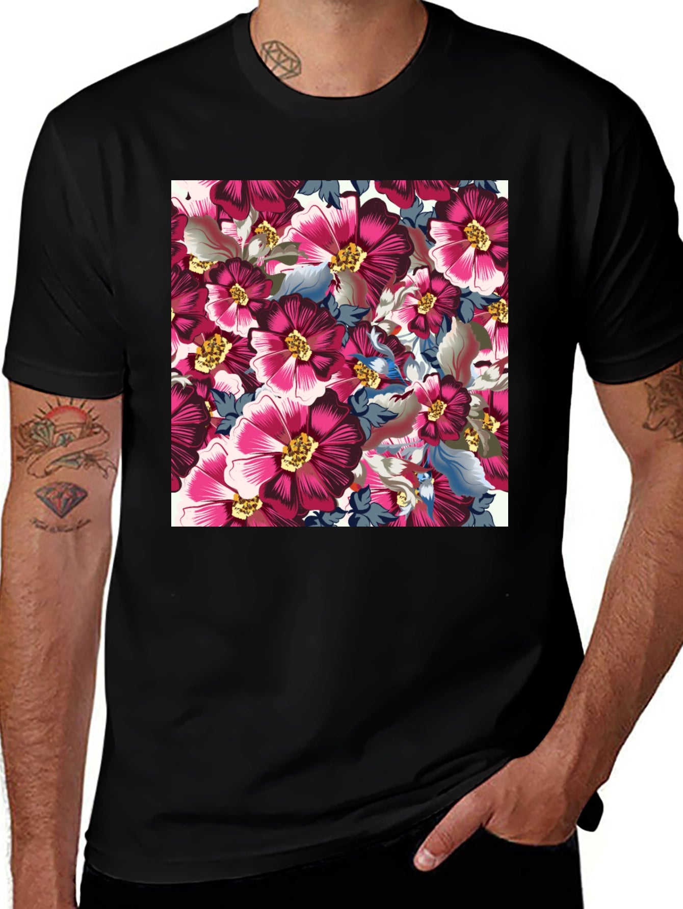 Floral Print Crew Neck T-Shirt