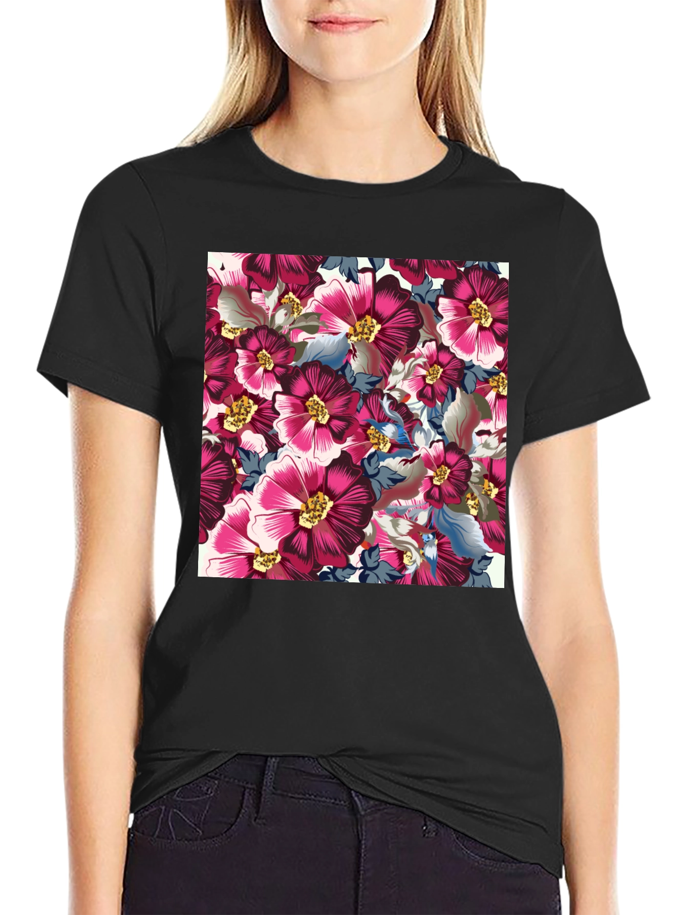 Floral Print Crew Neck T-Shirt