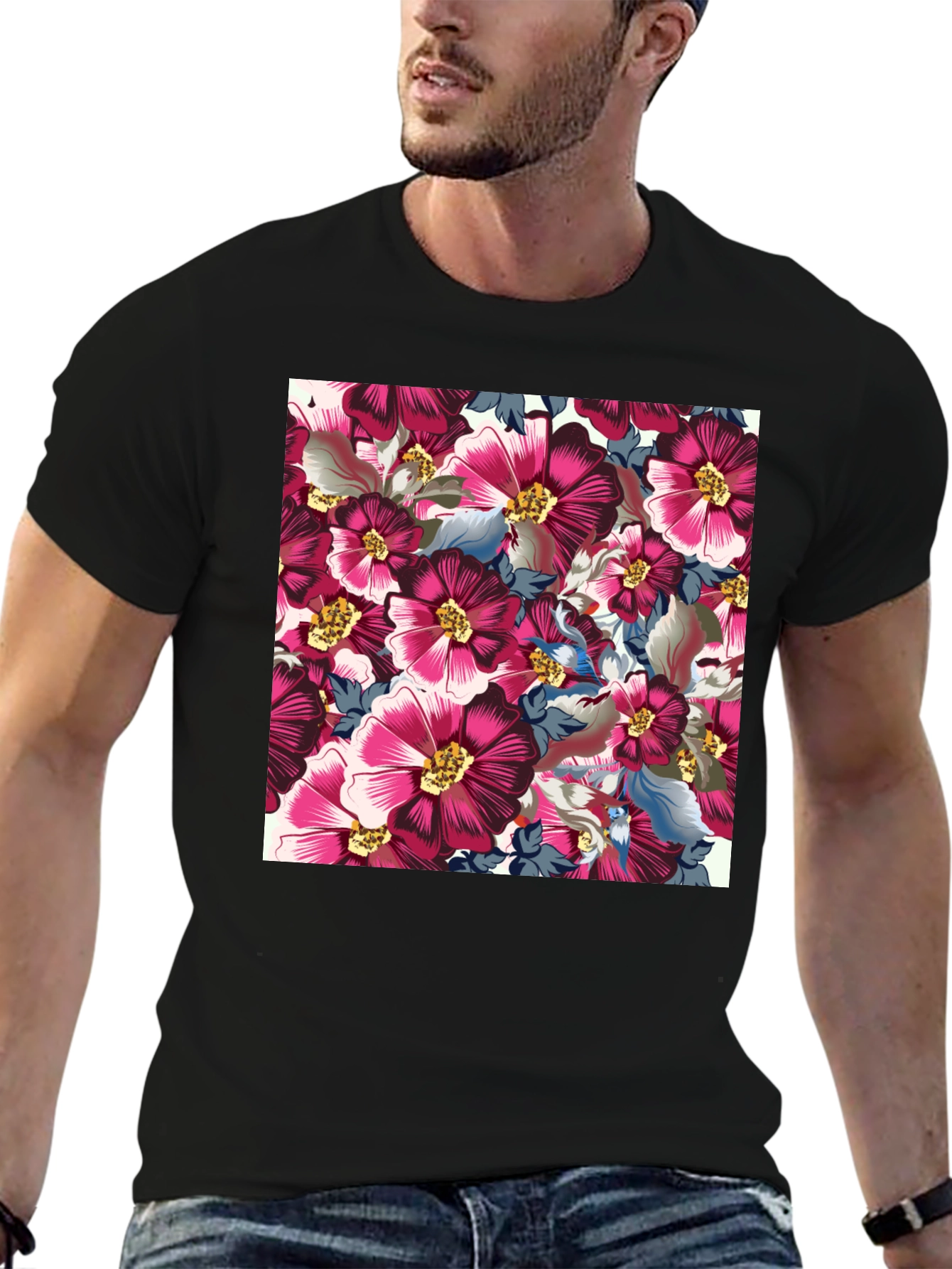 Floral Print Crew Neck T-Shirt