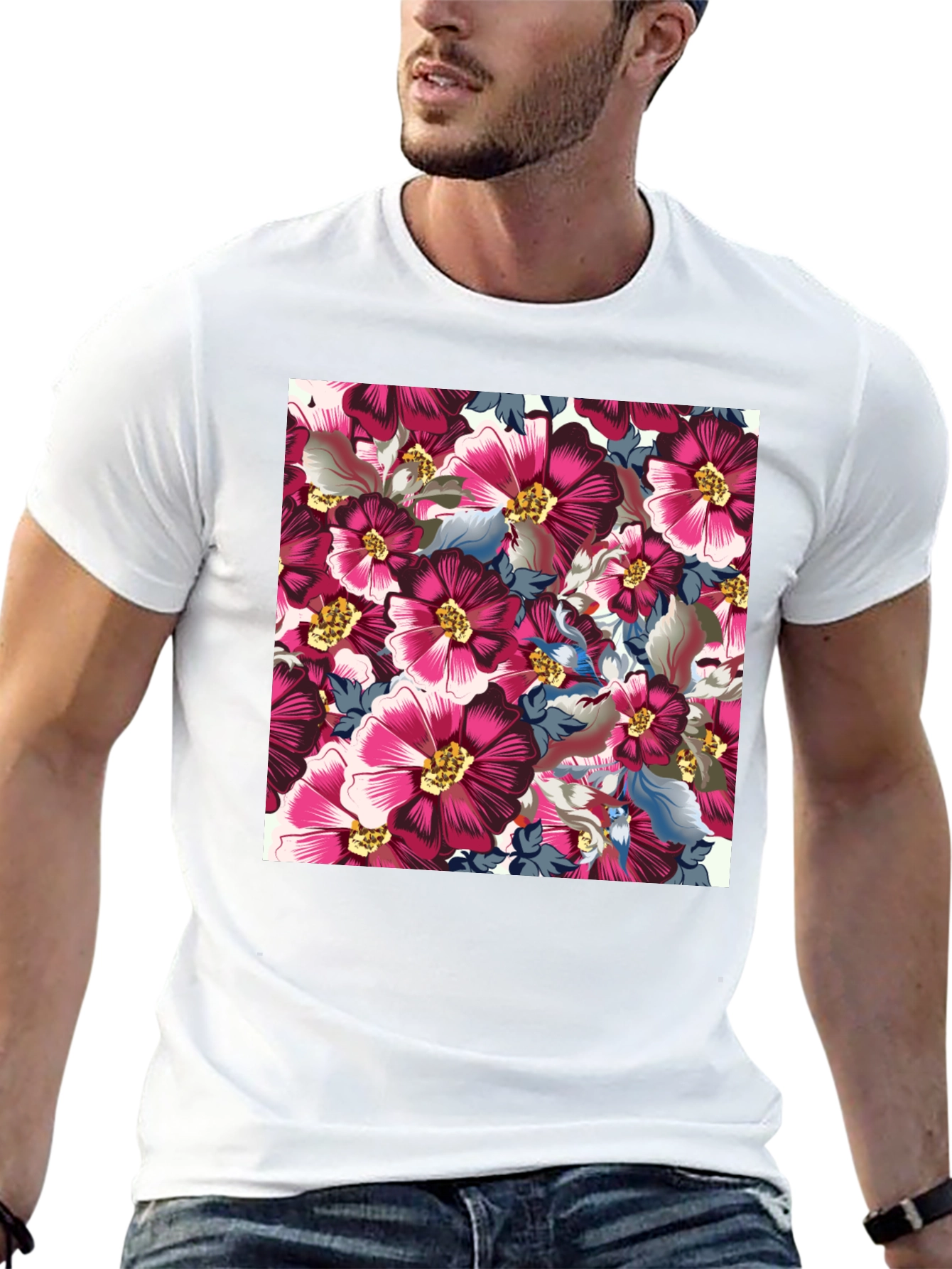 Floral Print Crew Neck T-Shirt