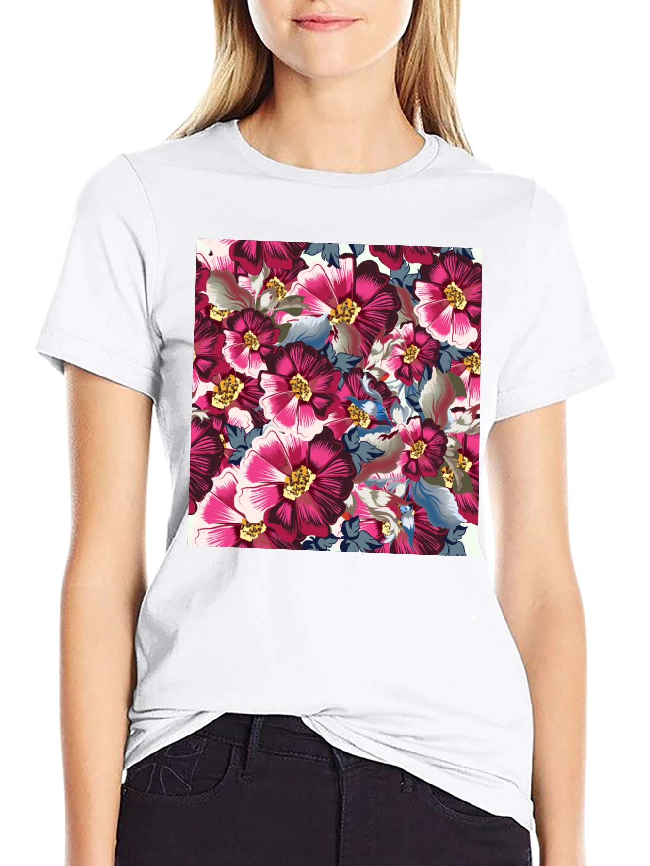 Floral Print Crew Neck T-Shirt