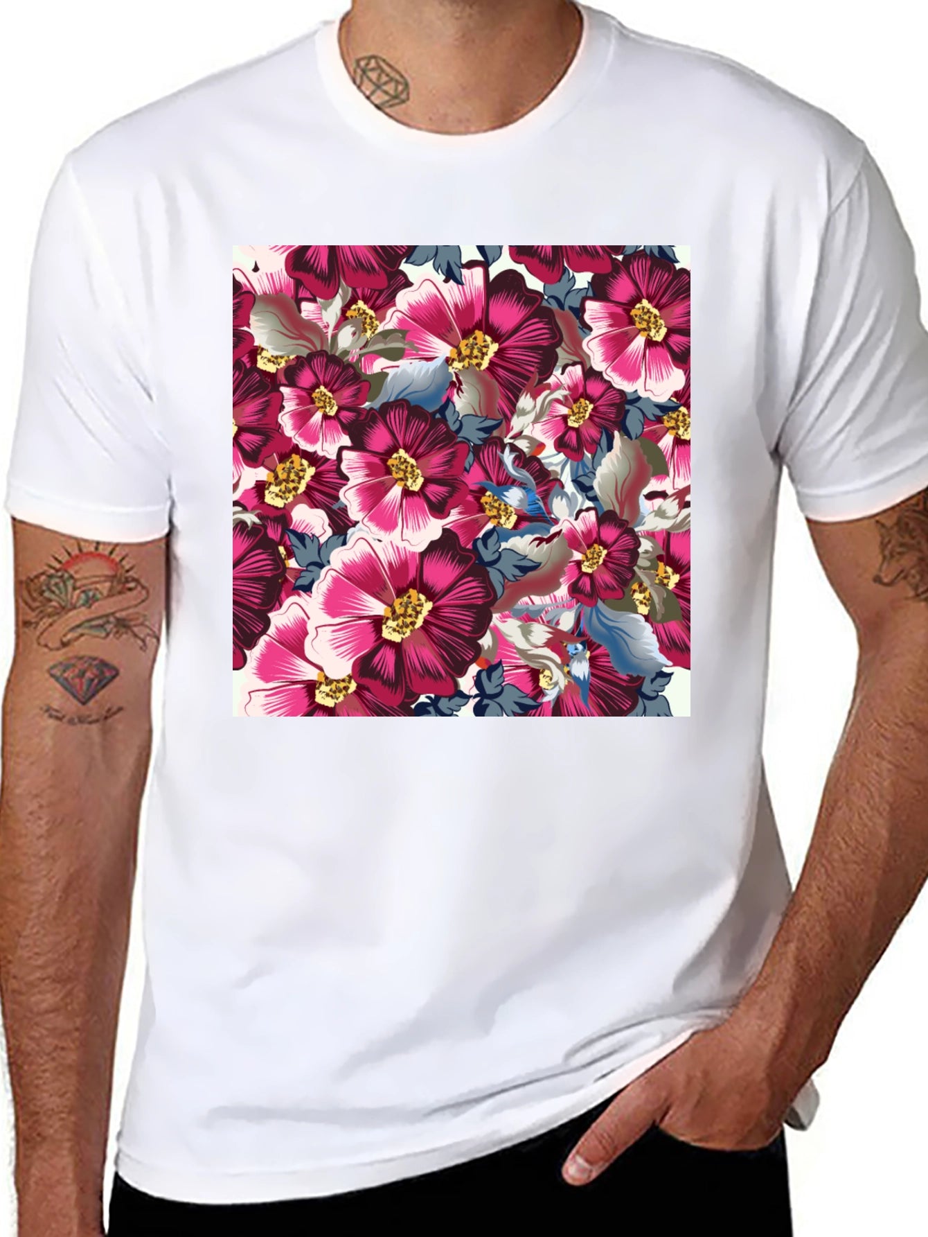 Floral Print Crew Neck T-Shirt